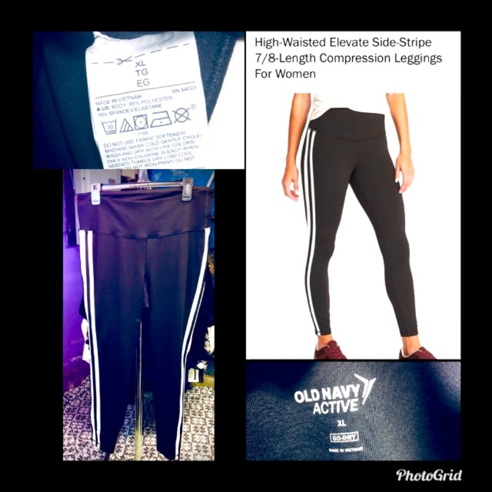 High-Waisted 7/8 compression stripped leggings: XL